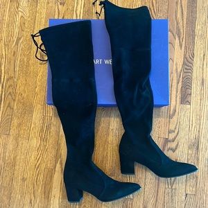 Stuart Weitzman Thighland Black Suede Size 9 NWT